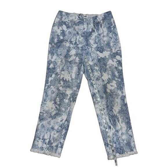 Sara Campbell Blue White Abstract Print Crop Pants Fringe Hem Size 6 - Picture 7 of 11